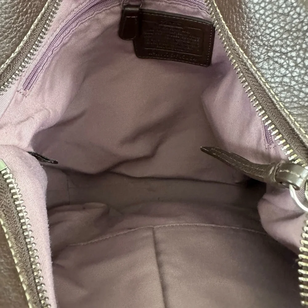 Coach F15064 Brown Pebbled Leather Slouchy Hobo Shoulder Crossbody Bag